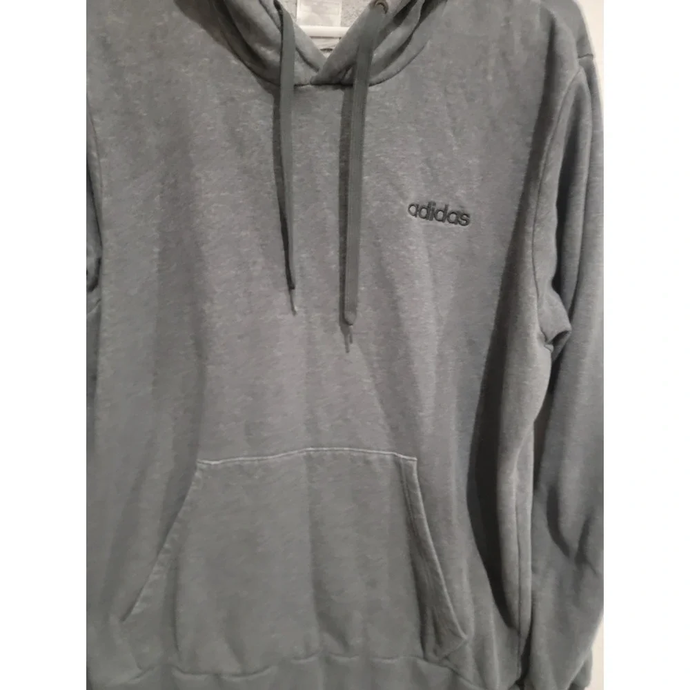 Adidas Mens Essentials Pullover Hoodie‎ Size Large Gray Embroidered Logo Fleece